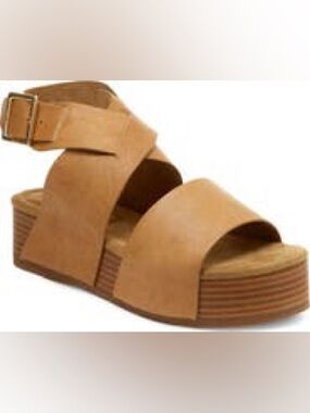 Kelsi Dagger Tan Platform Sandal with Ankle Strap